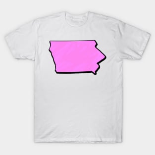 Pink Iowa Outline T-Shirt